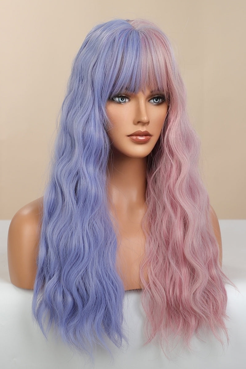 13*1" Full-Machine Wigs Synthetic Long Wave 26" in Blue/Pink Split Dye - AnnieMae21