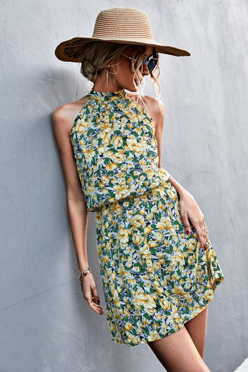 Floral Tied Sleeveless Mini Dress - AnnieMae21