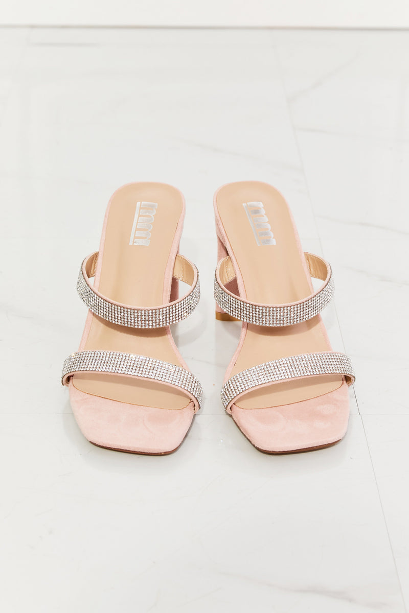 MMShoes Leave A Little Sparkle Rhinestone Block Heel Sandal in Pink - AnnieMae21