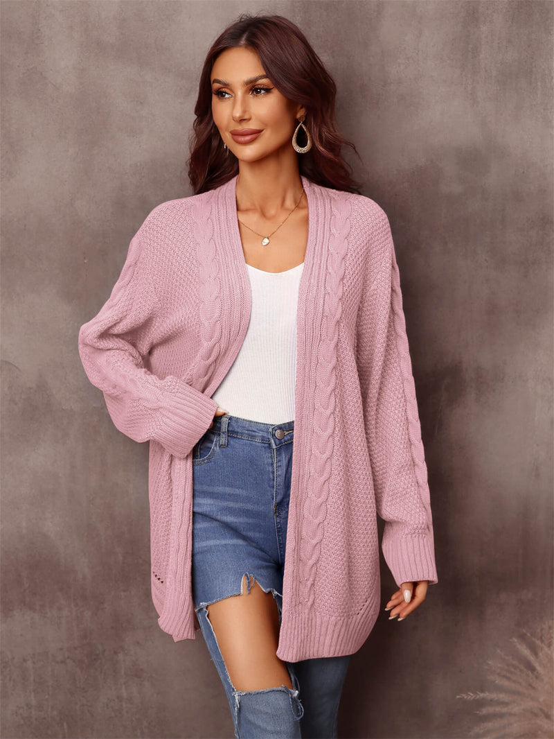 Warm Fall Mixed Knit Open Front Longline Cardigan - AnnieMae21