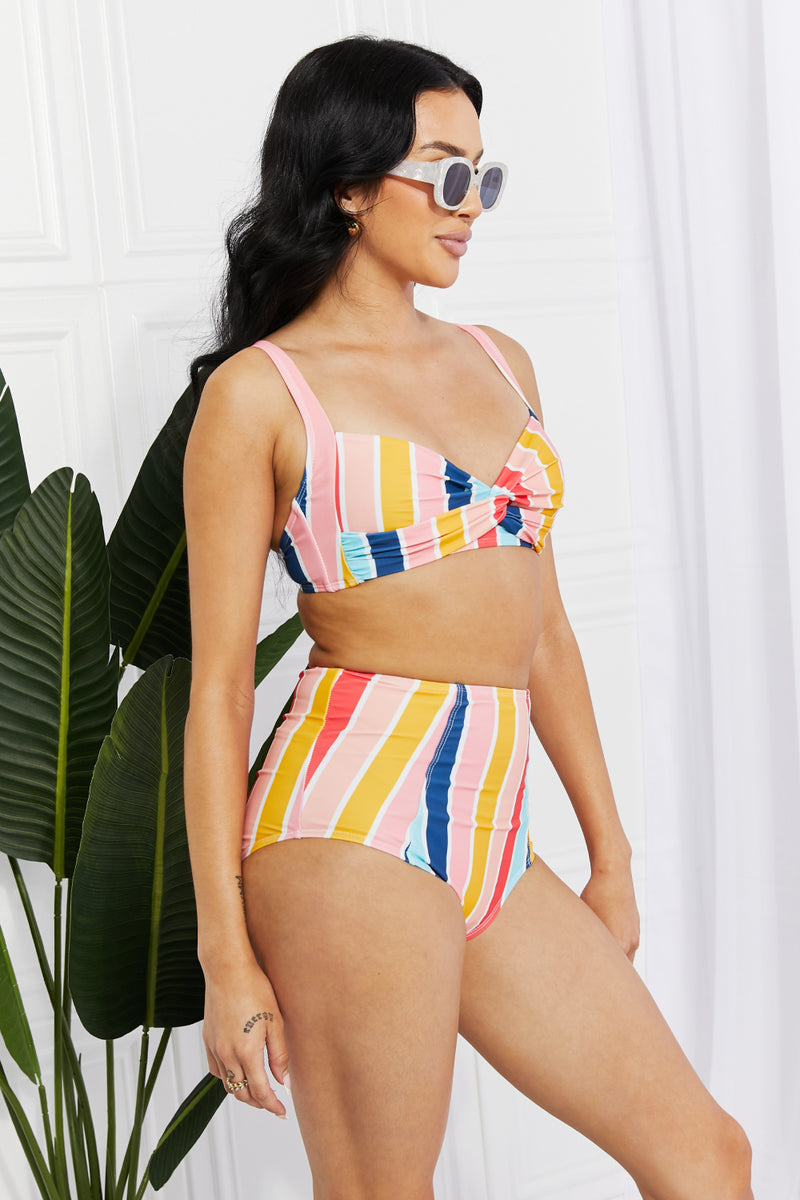 Marina West Swim Take A Dip Twist High-Rise Bikini in Stripe - AnnieMae21