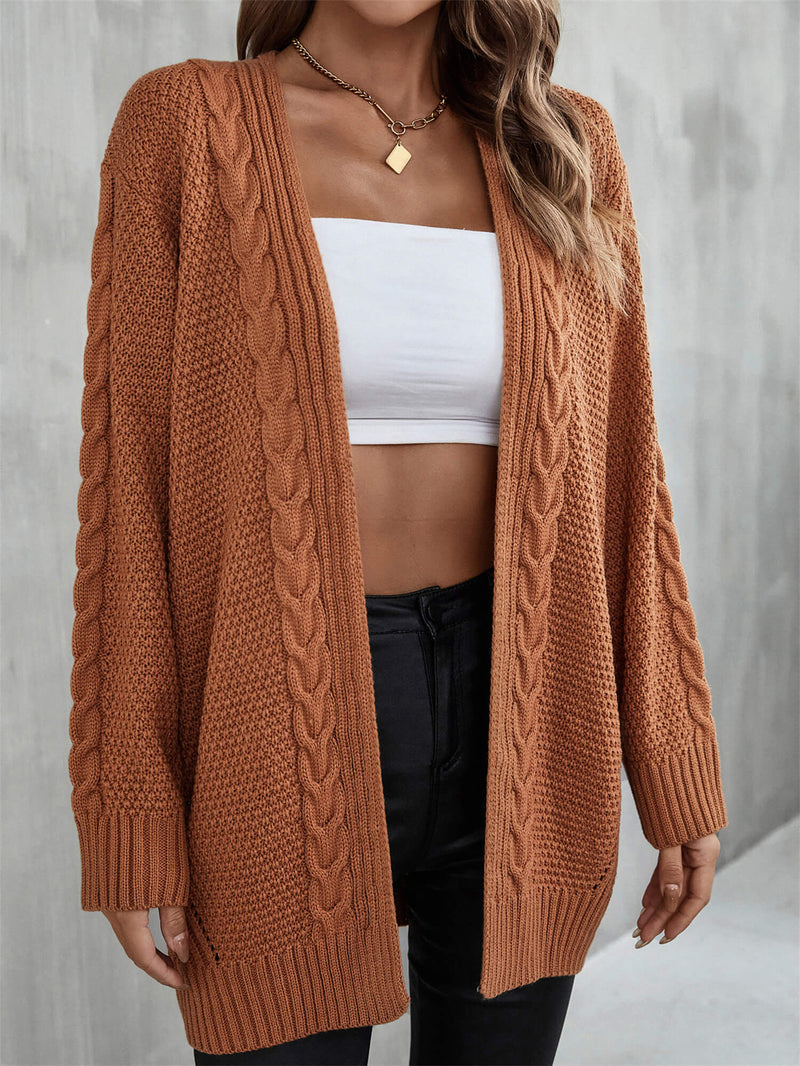 Warm Fall Mixed Knit Open Front Longline Cardigan - AnnieMae21