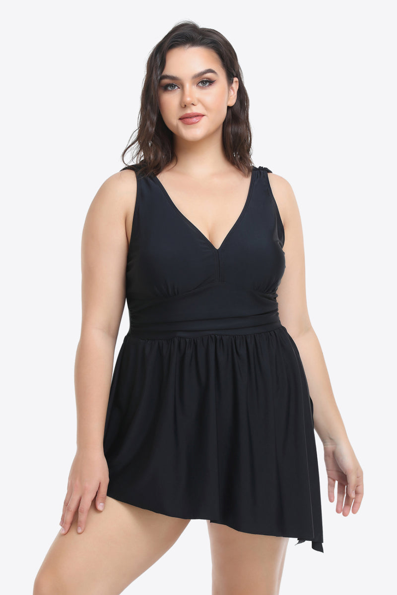 Plus Size Plunge Sleeveless Two-Piece Swimsuit - AnnieMae21