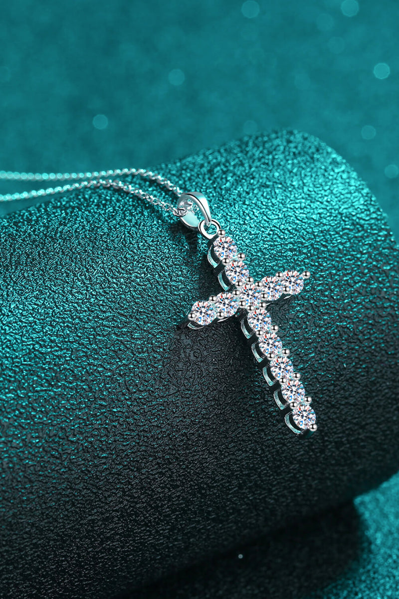 925 Sterling Silver Cross Moissanite Necklace - AnnieMae21