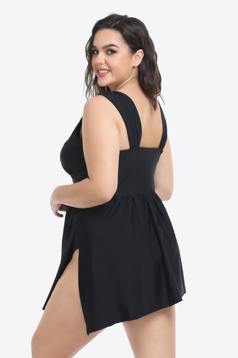 Plus Size Plunge Sleeveless Two-Piece Swimsuit - AnnieMae21