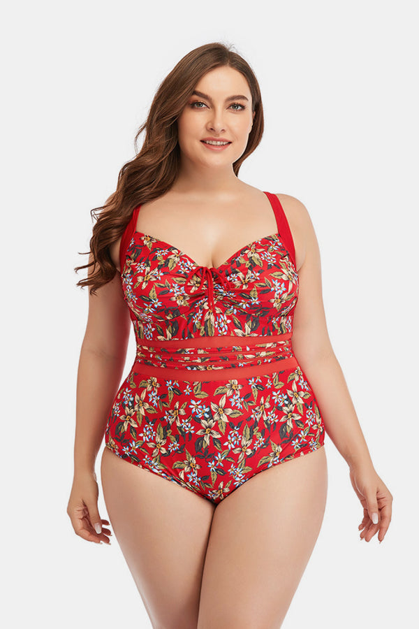 Floral Drawstring Detail One-Piece Swimsuit - AnnieMae21