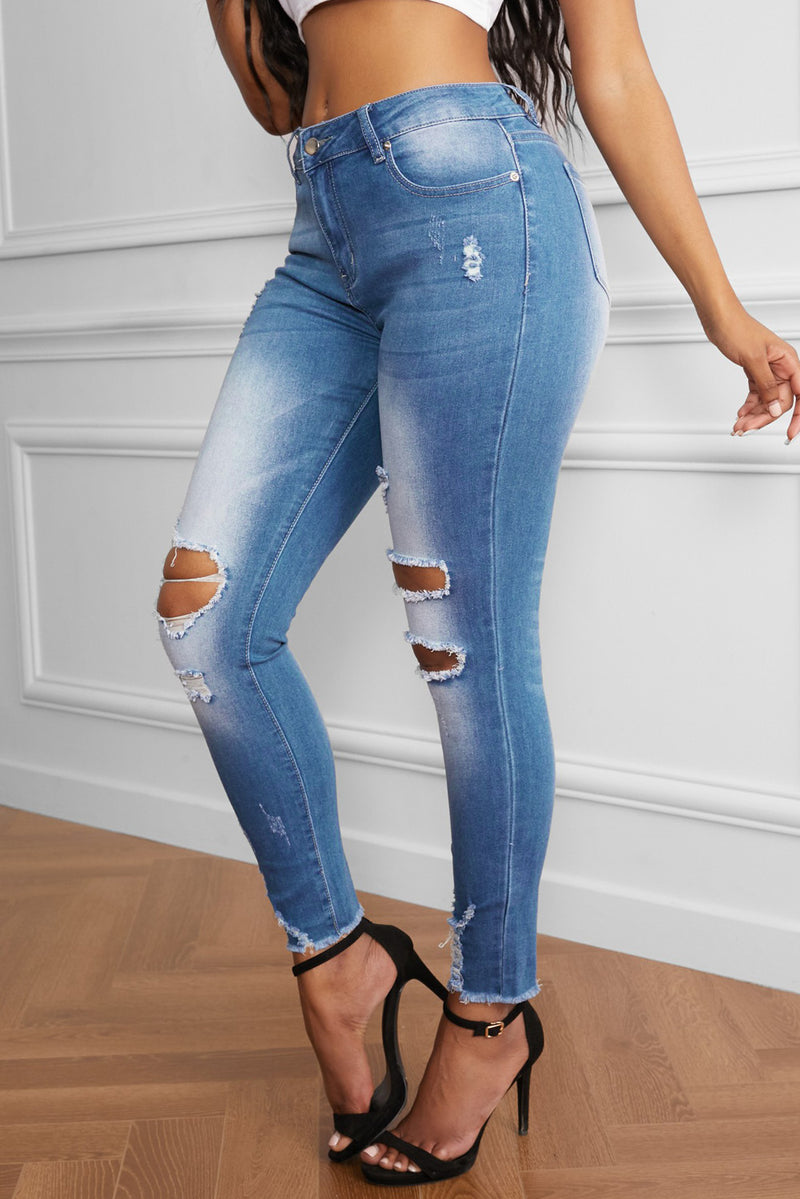 Faded Mid High Rise Jeans - AnnieMae21