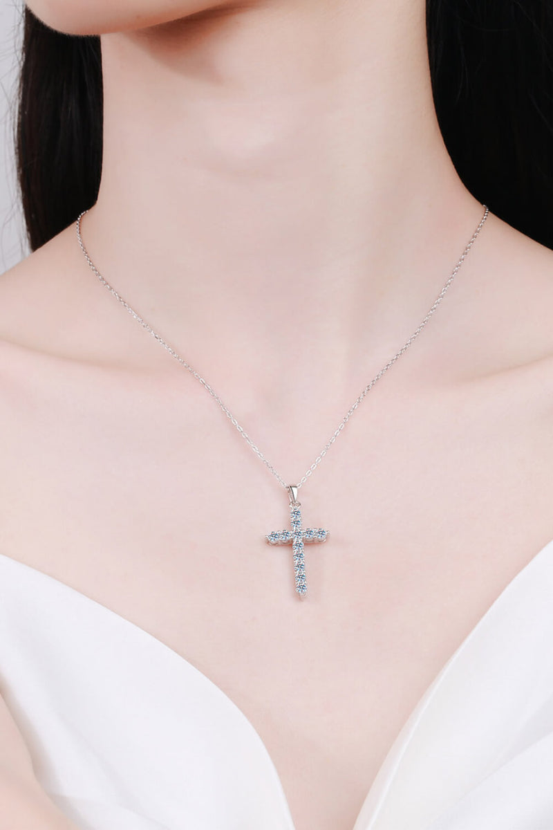 925 Sterling Silver Cross Moissanite Necklace - AnnieMae21