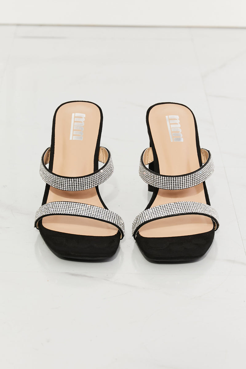 MMShoes Leave A Little Sparkle Rhinestone Block Heel Sandal in Black - AnnieMae21