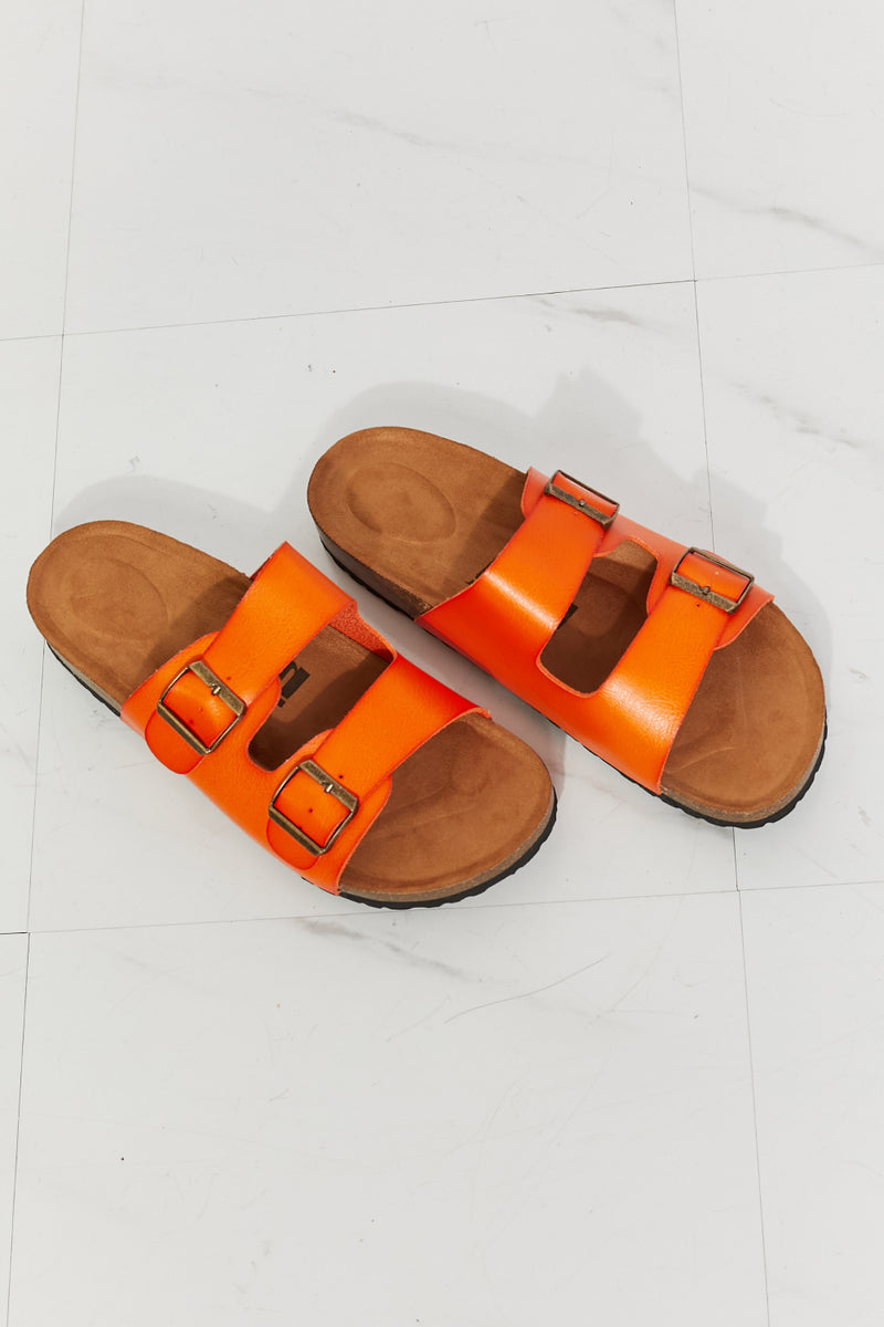 MMShoes Feeling Alive Double Banded Slide Sandals in Orange - AnnieMae21