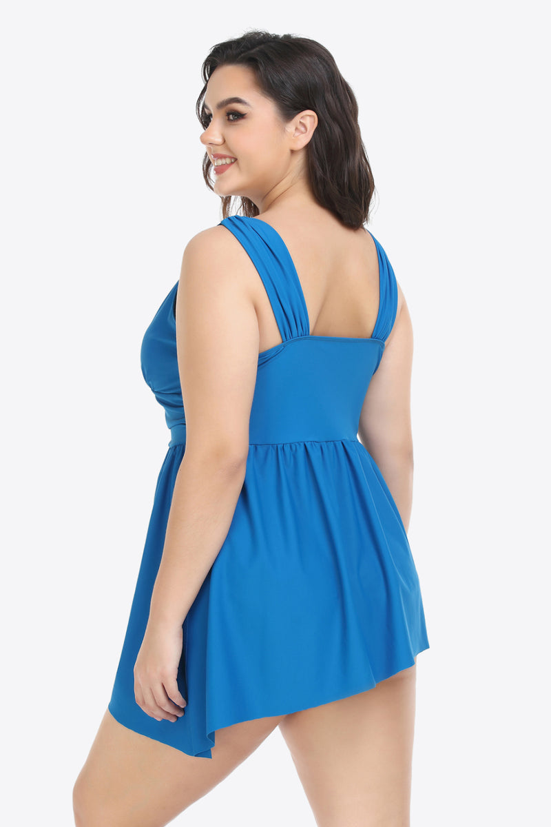 Plus Size Plunge Sleeveless Two-Piece Swimsuit - AnnieMae21