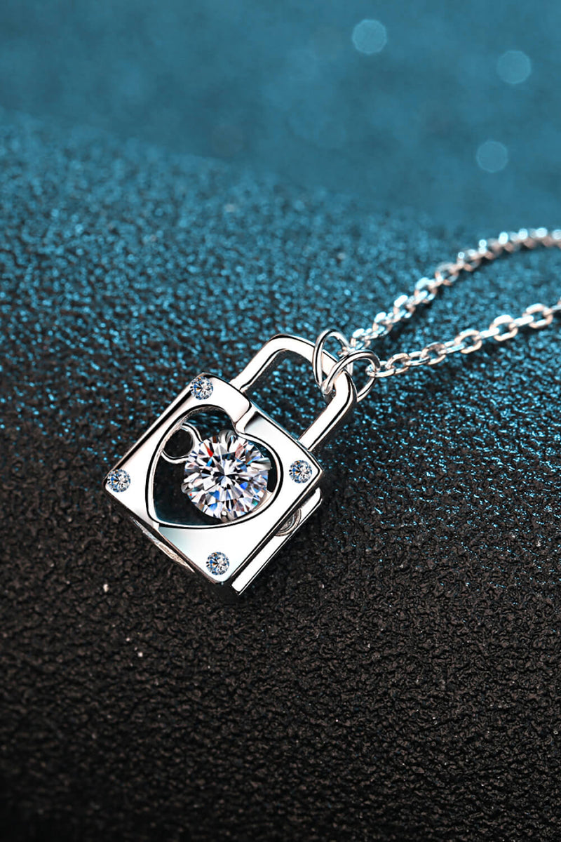 Moissanite Lock Pendant Necklace - AnnieMae21