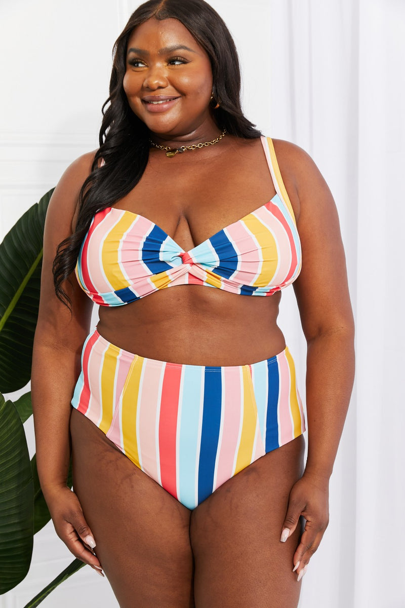 Marina West Swim Take A Dip Twist High-Rise Bikini in Stripe - AnnieMae21