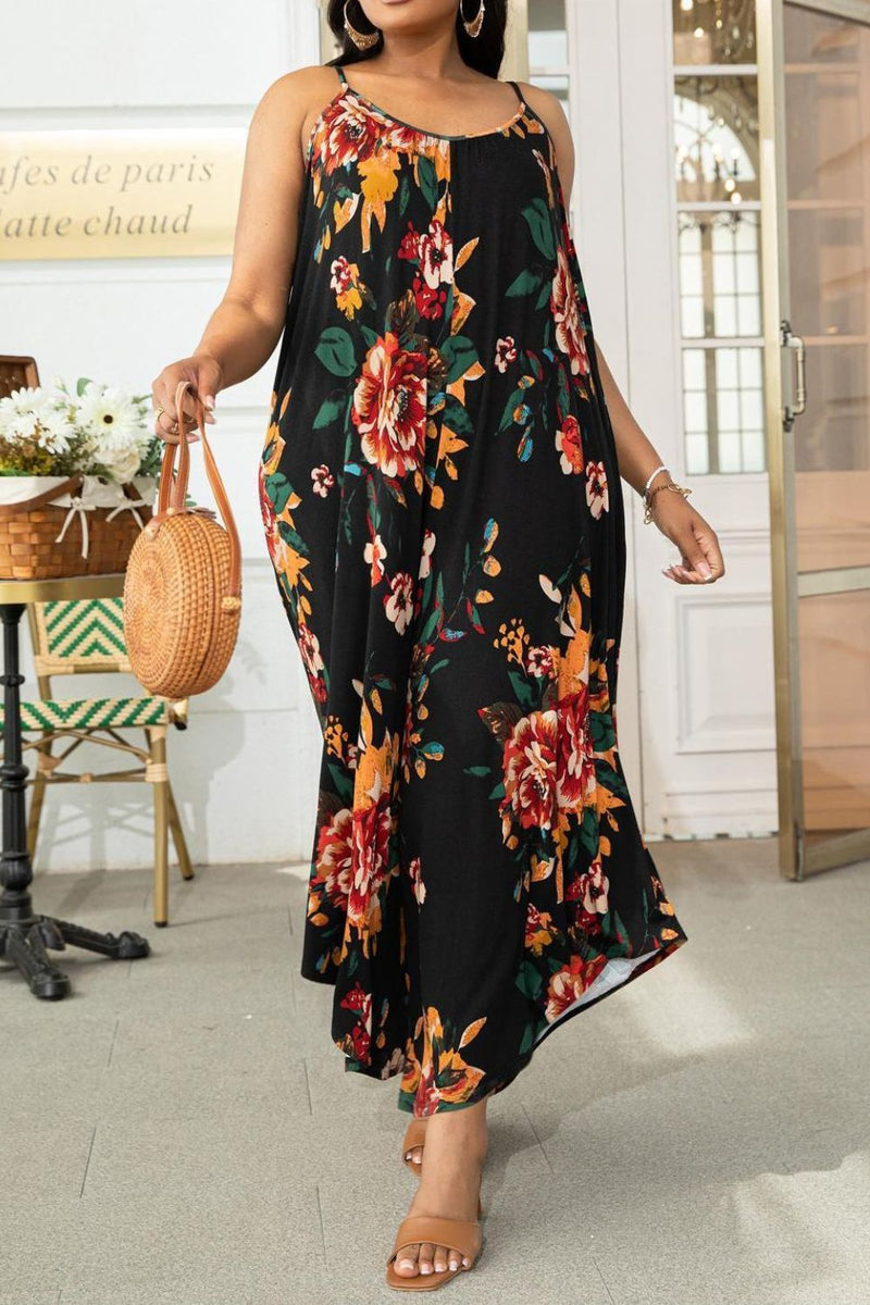 Plus Size Printed Spaghetti Strap Wide Leg Jumpsuit - AnnieMae21