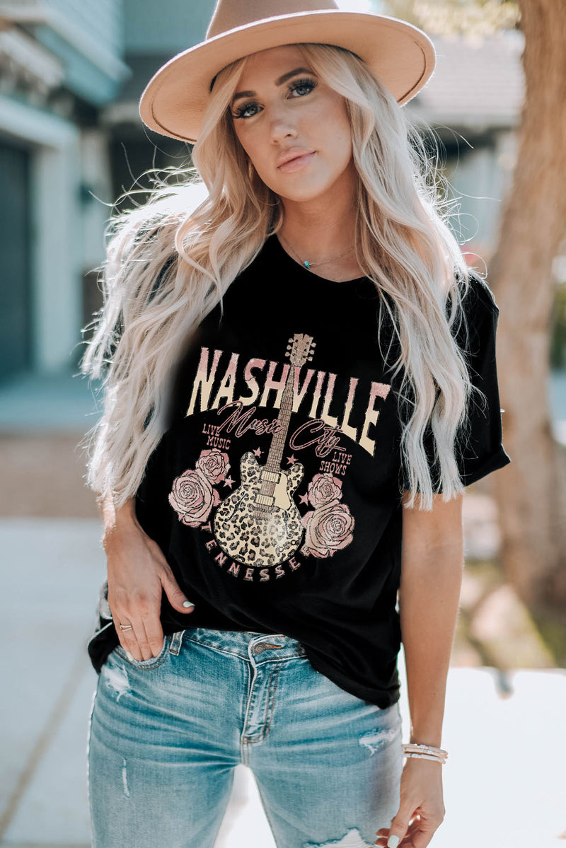 NASHVILLE MUSIC CITY Graphic Tee Shirt - AnnieMae21
