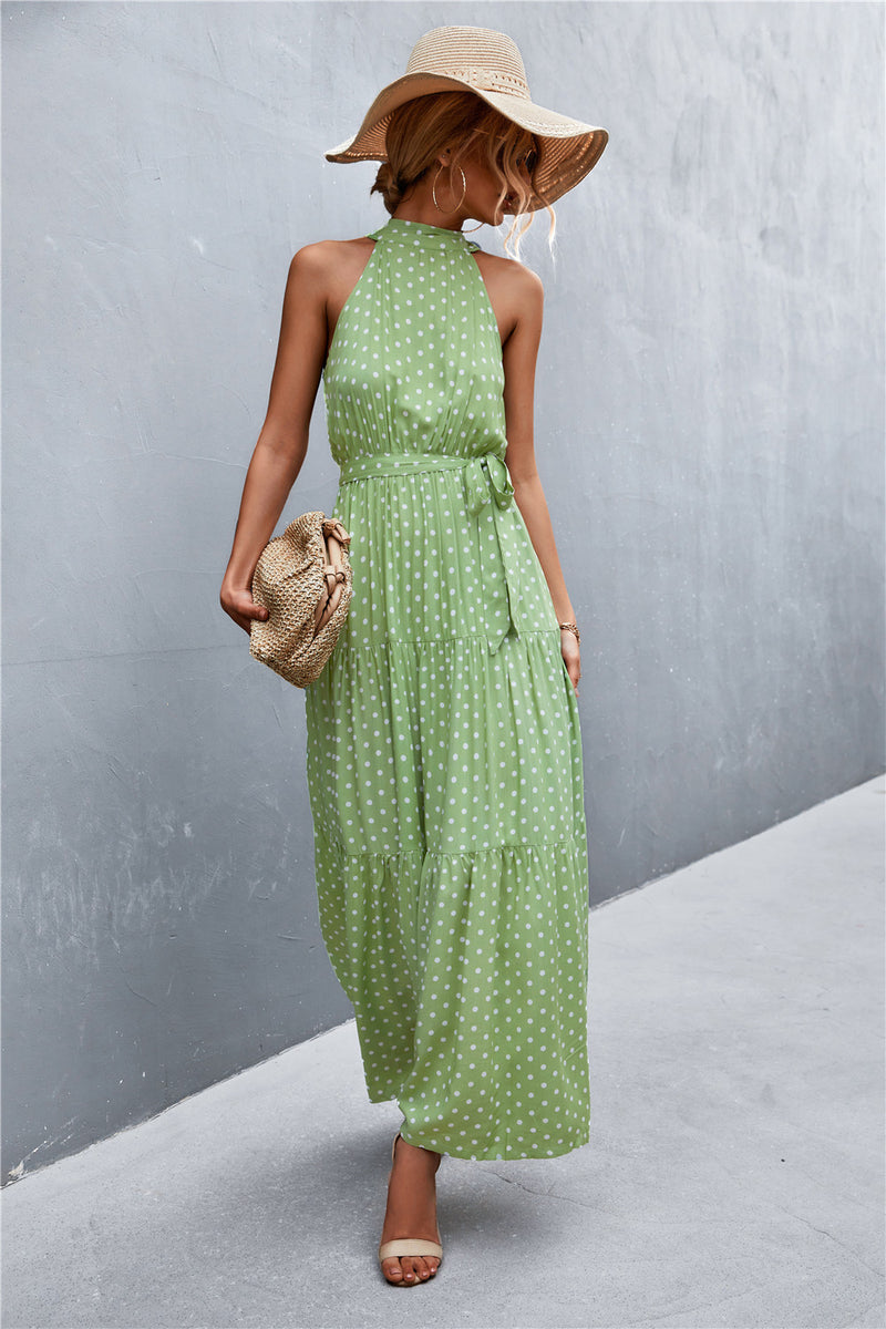 Printed Sleeveless Tie Waist Maxi Dress - AnnieMae21