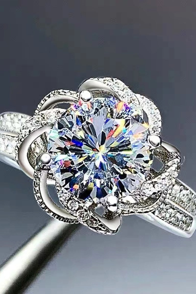 Moissanite Floral 18K Platinum-Plated Ring - AnnieMae21