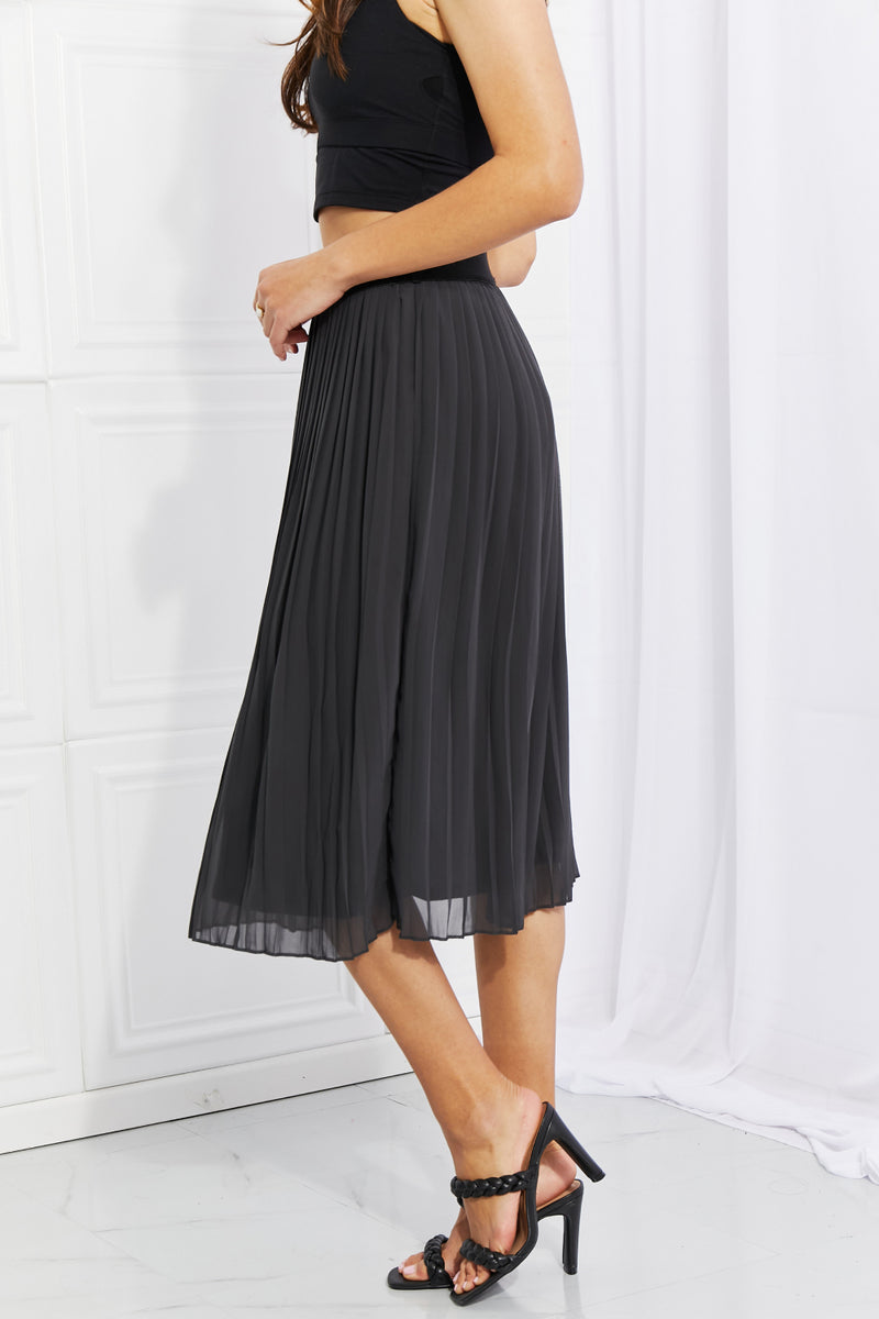 Zenana Full Size Romantic At Heart Pleated Chiffon Midi Skirt - AnnieMae21