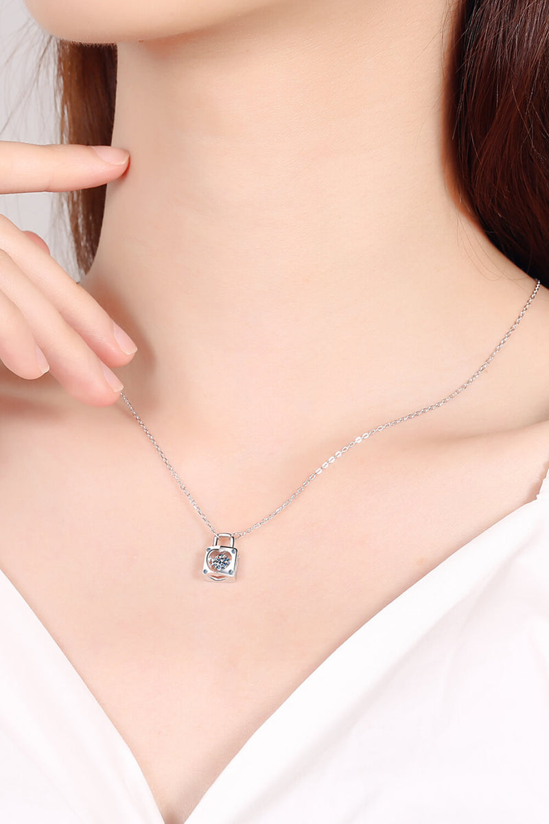 Moissanite Lock Pendant Necklace - AnnieMae21