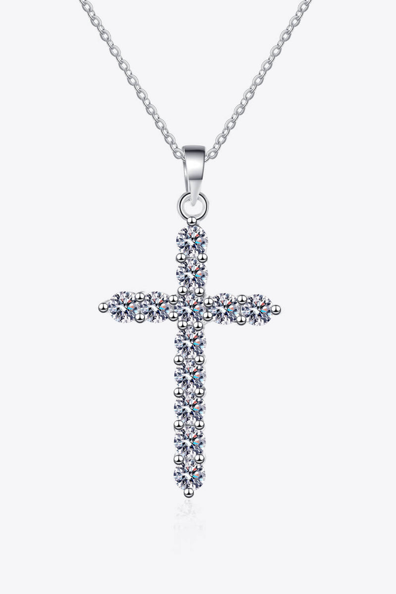 925 Sterling Silver Cross Moissanite Necklace - AnnieMae21