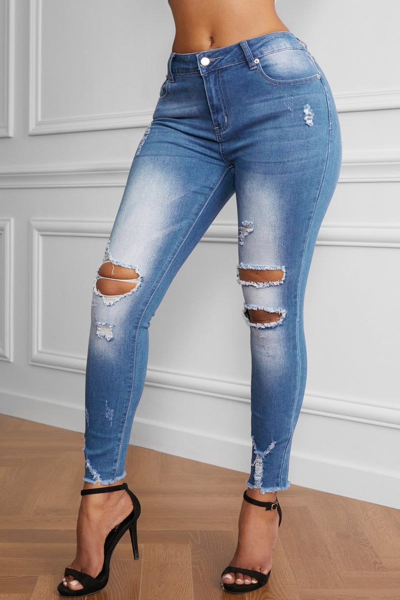 Faded Mid High Rise Jeans - AnnieMae21