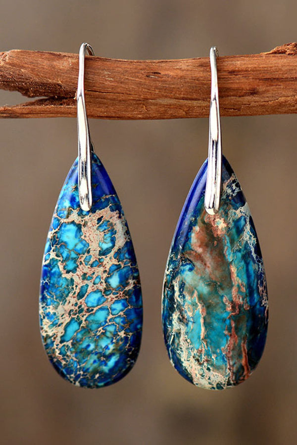 Handmade Teardrop Shape Natural Stone Dangle Earrings - AnnieMae21