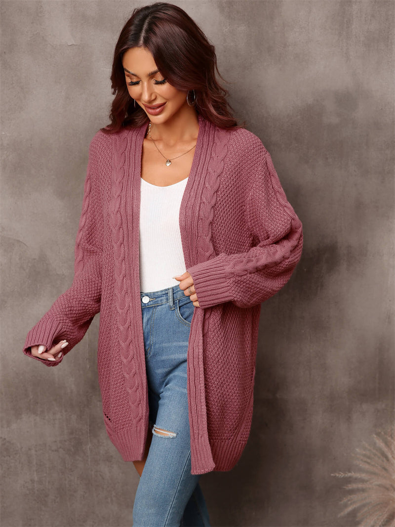 Warm Fall Mixed Knit Open Front Longline Cardigan - AnnieMae21