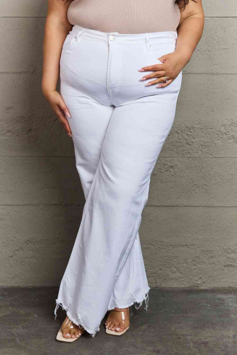 RISEN Raelene Full Size High Waist Wide Leg Jeans in White - AnnieMae21