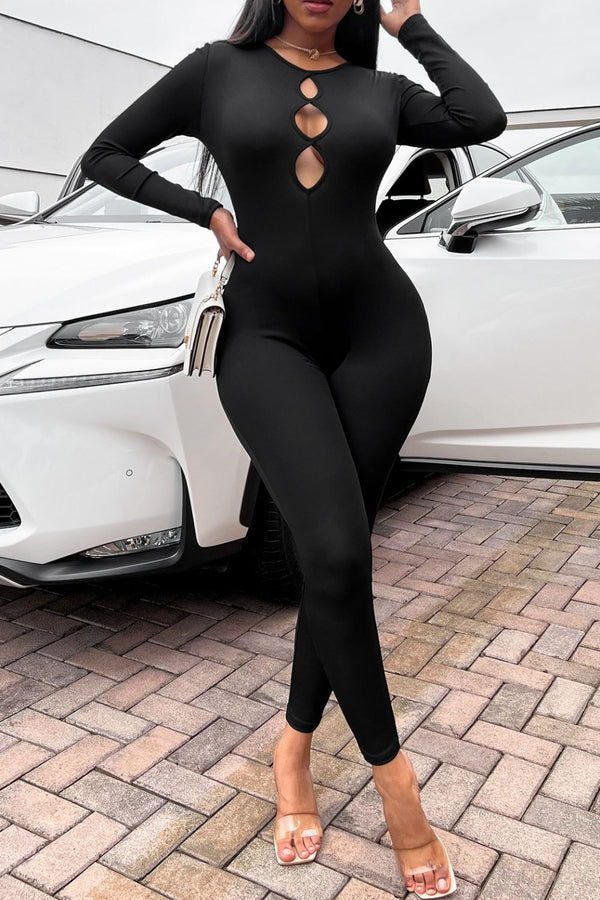 Cutout Round Neck Jumpsuit - AnnieMae21