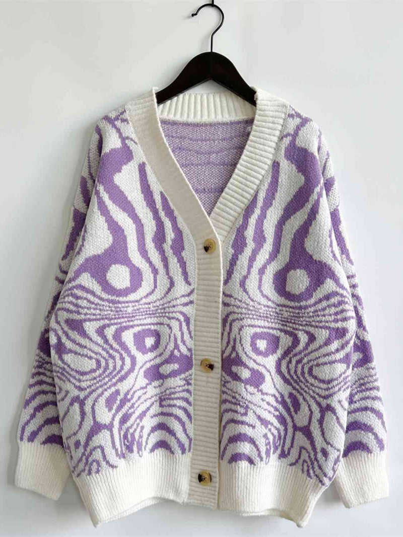 Abstract Pattern Button Down Cardigan
