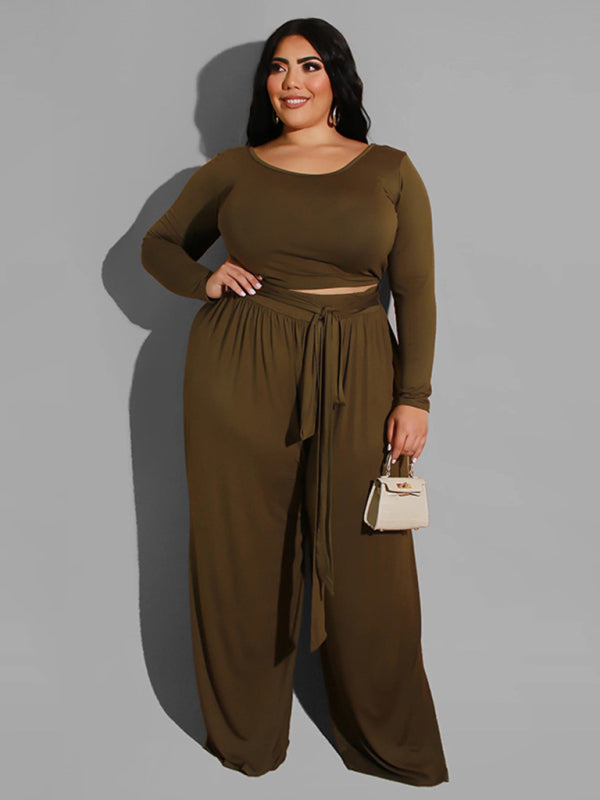 Women's Solid Color Plus Size Lounge Set 2 Piece - AnnieMae21