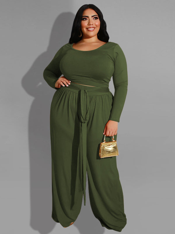 Women's Solid Color Plus Size Lounge Set 2 Piece - AnnieMae21