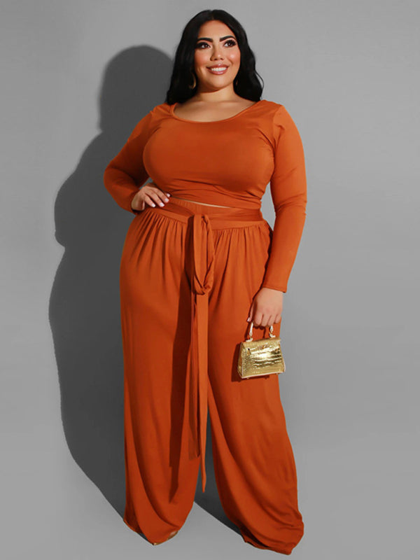 Women's Solid Color Plus Size Lounge Set 2 Piece - AnnieMae21