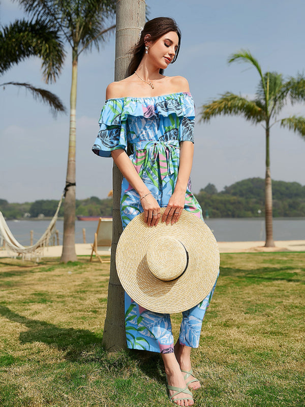 Women's Printed Off-the-shoulder Jumpsuit - AnnieMae21