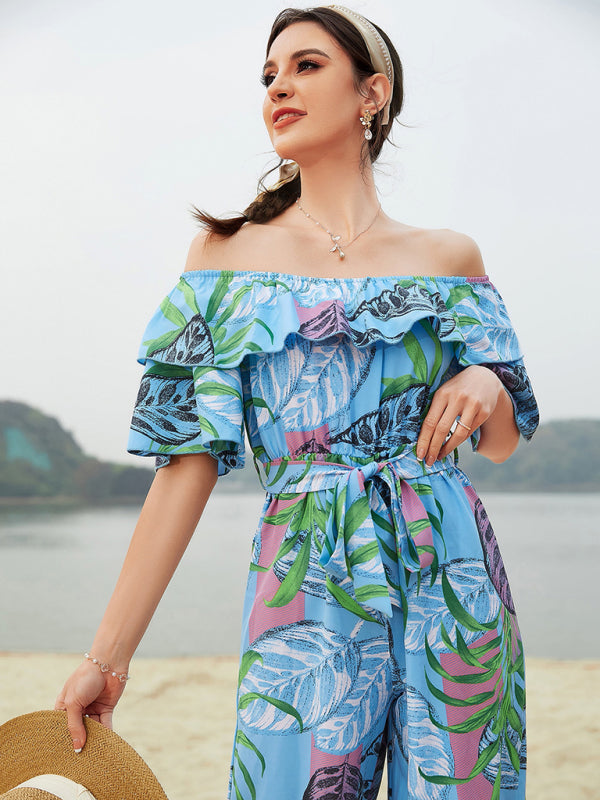 Women's Printed Off-the-shoulder Jumpsuit - AnnieMae21