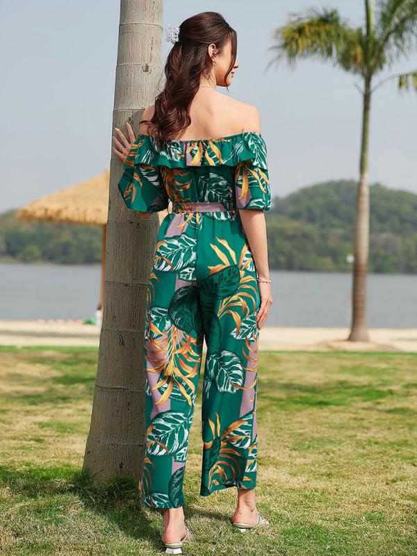Women's Printed Off-the-shoulder Jumpsuit - AnnieMae21