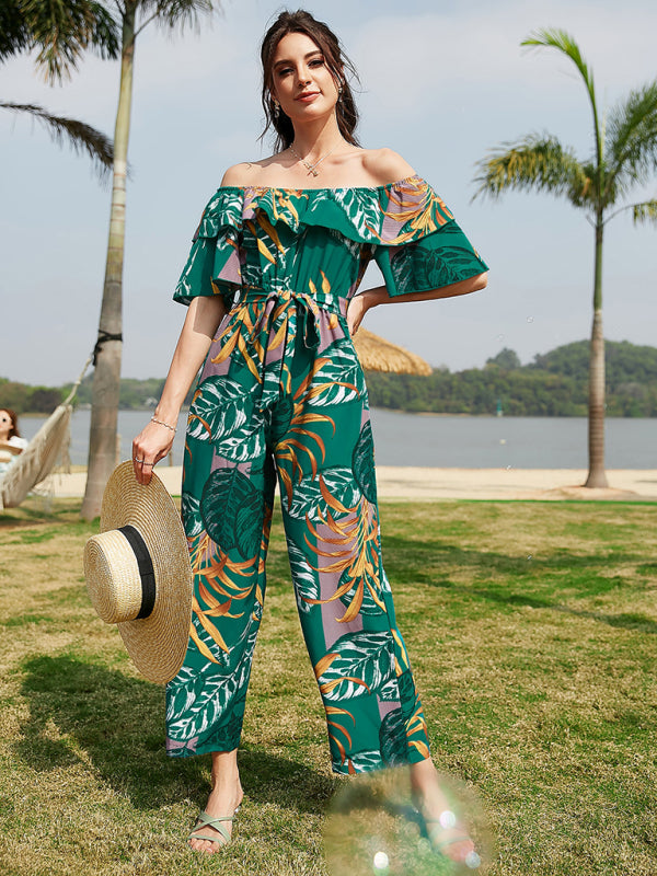 Women's Printed Off-the-shoulder Jumpsuit - AnnieMae21