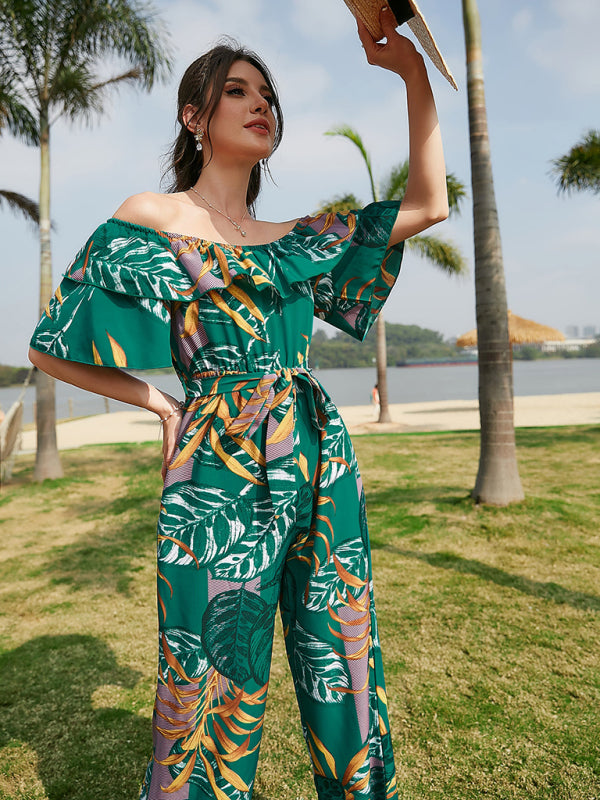 Women's Printed Off-the-shoulder Jumpsuit - AnnieMae21