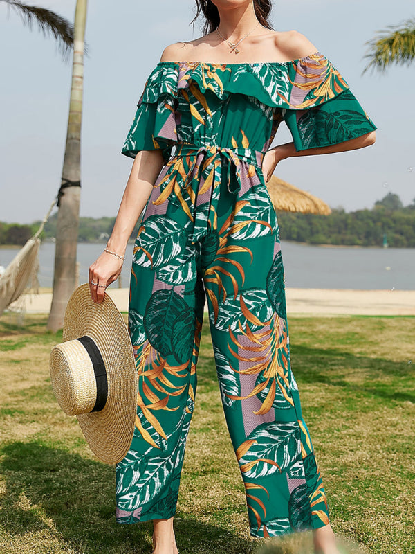 Women's Printed Off-the-shoulder Jumpsuit - AnnieMae21