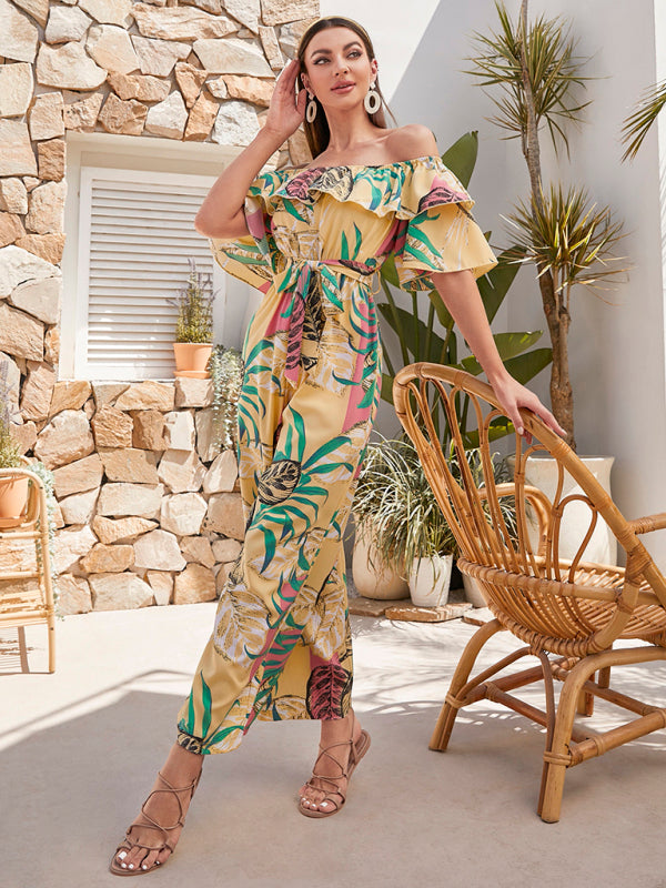 Women's Printed Off-the-shoulder Jumpsuit - AnnieMae21