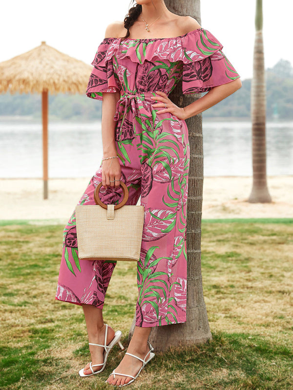 Women's Printed Off-the-shoulder Jumpsuit - AnnieMae21
