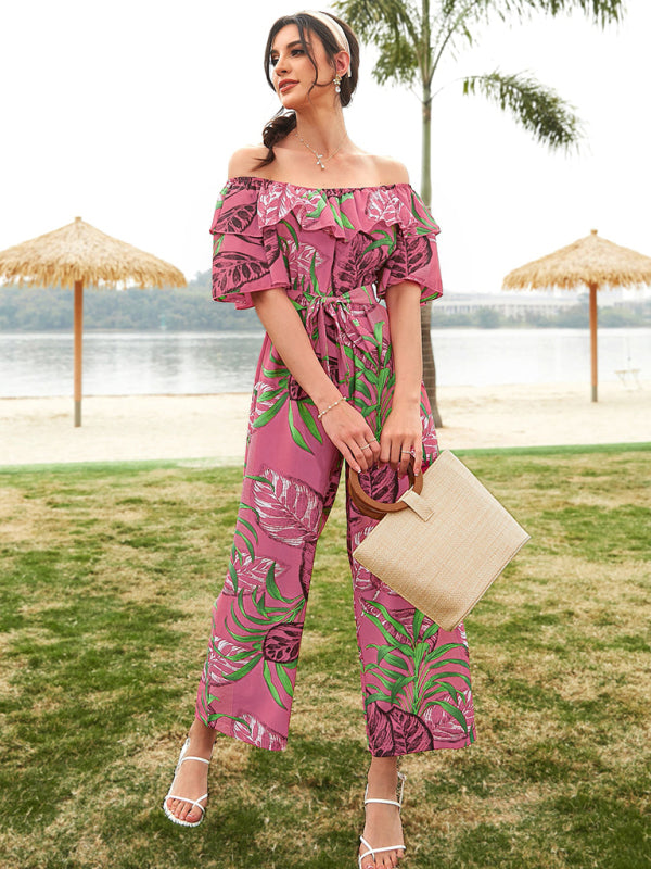 Women's Printed Off-the-shoulder Jumpsuit - AnnieMae21