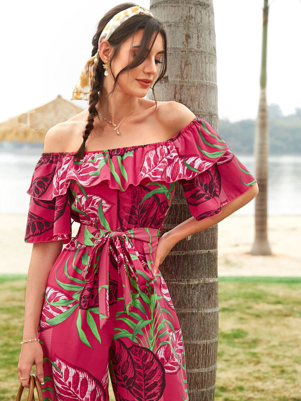 Women's Printed Off-the-shoulder Jumpsuit - AnnieMae21