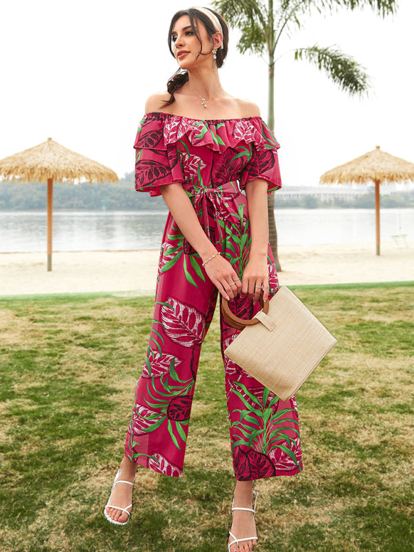 Women's Printed Off-the-shoulder Jumpsuit - AnnieMae21