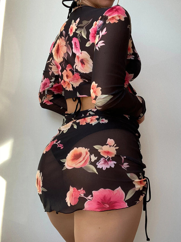 Women's Two-piece Floral Print Drawstring Bikini - AnnieMae21