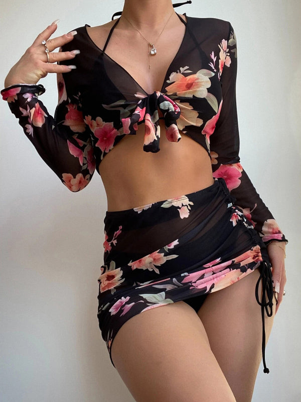 Women's Two-piece Floral Print Drawstring Bikini - AnnieMae21