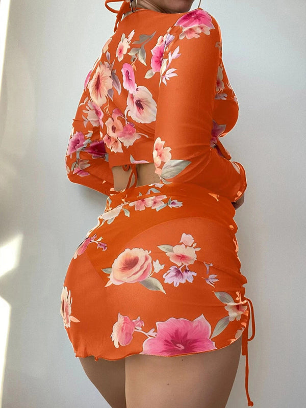 Women's Two-piece Floral Print Drawstring Bikini - AnnieMae21