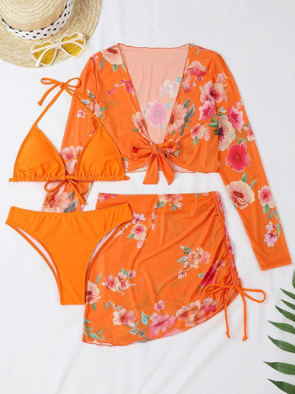 Women's Two-piece Floral Print Drawstring Bikini - AnnieMae21