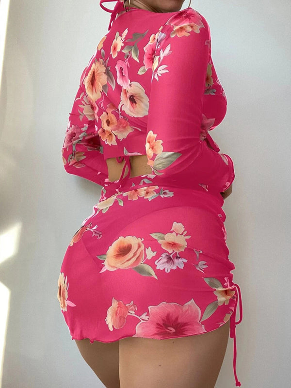 Women's Two-piece Floral Print Drawstring Bikini - AnnieMae21